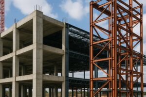 اسکلت بتنی ترکیبی از بتن و فولاد است