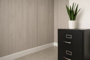 دیوار اداری مدرن با دیوارپوش PVC طرح سنگ، مناسب فضاهای مرطوب