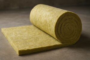 رول پشم سنگ زرد با بافت فیبری طبیعی برای عایق حرارتی و صوتی ساختمان