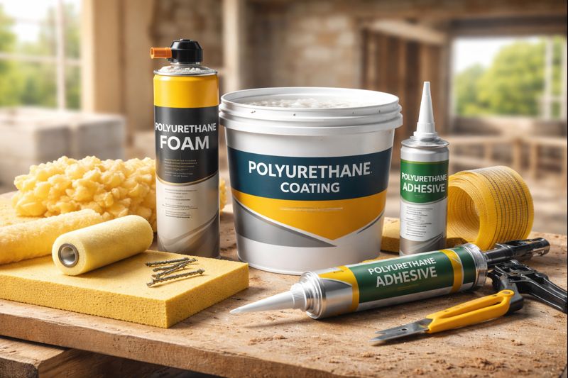 مواد پلی اورتان شامل فوم، چسب و پوشش پلی اورتان در محیط کارگاهی ساختمان‌سازی